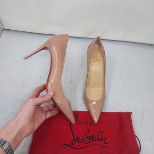 Christian Louboutin Pigalle Patent Leather Nude Heel Pump Size US 9 EU 39 WOMEN